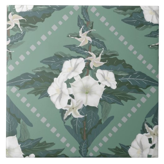 Weiße und grüne Ziegel Fliese (Vorderseite)