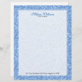 Weiße und hellblaue Glitzer Textur Briefbogen (Vorne/Hinten)