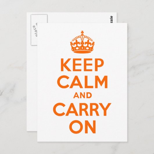 Weiße und helle Orange halten Sie ruhig und tragen Postkarte (Vorne/Hinten)