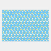 Weiße und hellgelbe Schmetterlinge fliegen blau Geschenkpapier Set (Vorderseite 3)