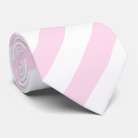 Weiße und hellrosa Streifen Krawatte (Gerollt)