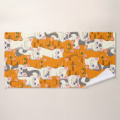 Weiße und Ingwer Katzen Muster grüne Augen blaue A Badehandtuch (Badehandtuch)