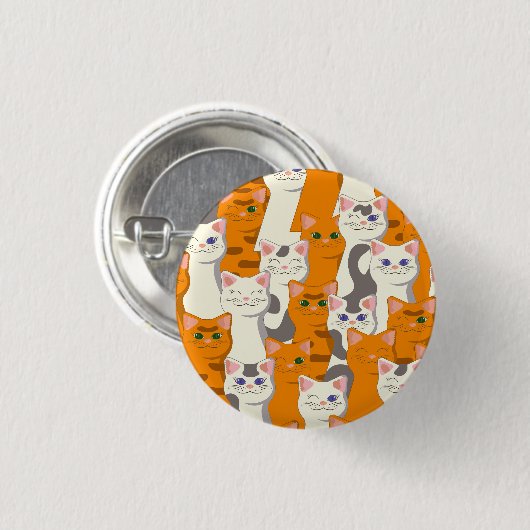 Weiße und Ingwer Katzen Muster grüne Augen blaue A Button (Vorne & Hinten)