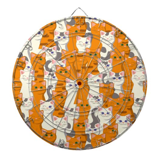 Weiße und Ingwer Katzen Muster grüne Augen blaue A Dartscheibe (vorne)