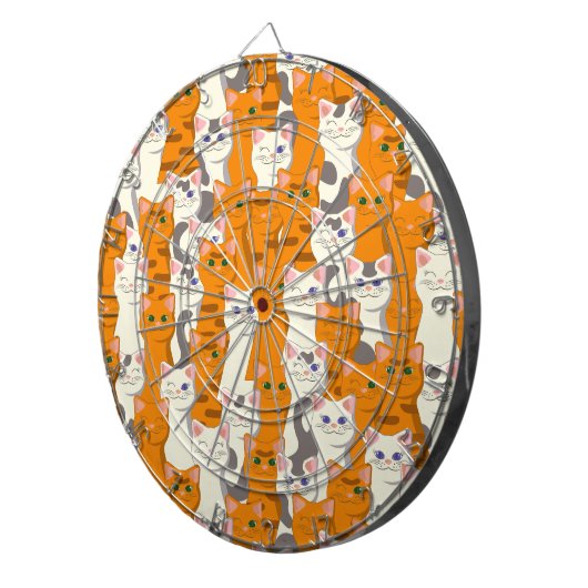 Weiße und Ingwer Katzen Muster grüne Augen blaue A Dartscheibe (Vorderseite rechts)