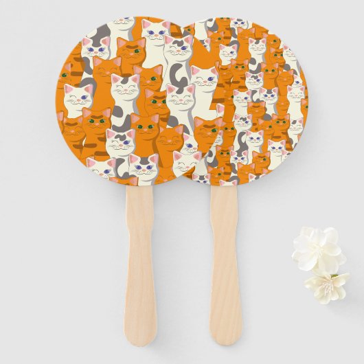 Weiße und Ingwer Katzen Muster grüne Augen blaue A Fächer (Vorne und Hinten)