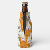 Weiße und Ingwer Katzen Muster grüne Augen blaue A Flaschenkühler (Flasche Rückseite)