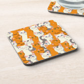 Weiße und Ingwer Katzen Muster grüne Augen blaue A Getränkeuntersetzer (Linke Seite)