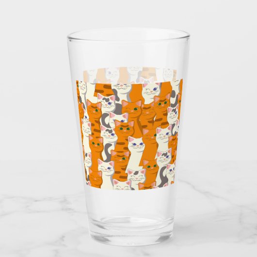 Weiße und Ingwer Katzen Muster grüne Augen blaue A Glas (Vorderseite)