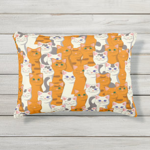 Weiße und Ingwer Katzen Muster grüne Augen blaue A Kissen Für Draußen
