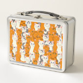 Weiße und Ingwer Katzen Muster grüne Augen blaue A Metall Brotdose (Vorderseite)