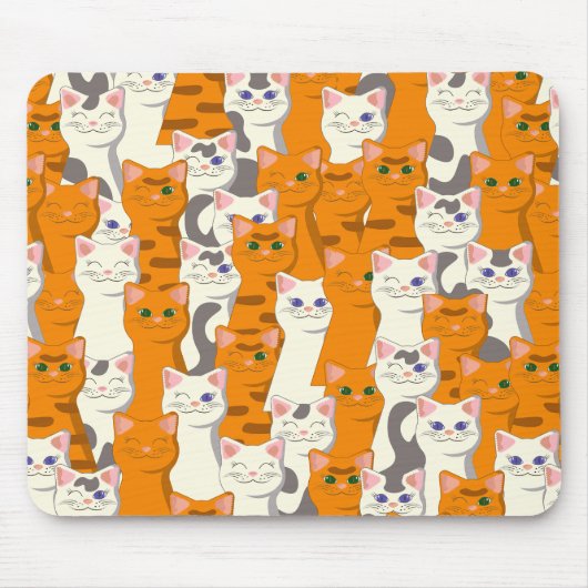Weiße und Ingwer Katzen Muster grüne Augen blaue A Mousepad (Vorne)