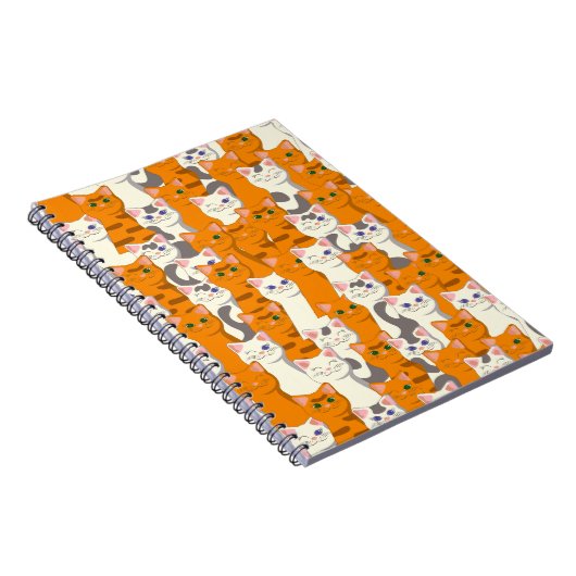 Weiße und Ingwer Katzen Muster grüne Augen blaue A Notizblock (Rechte Seite)