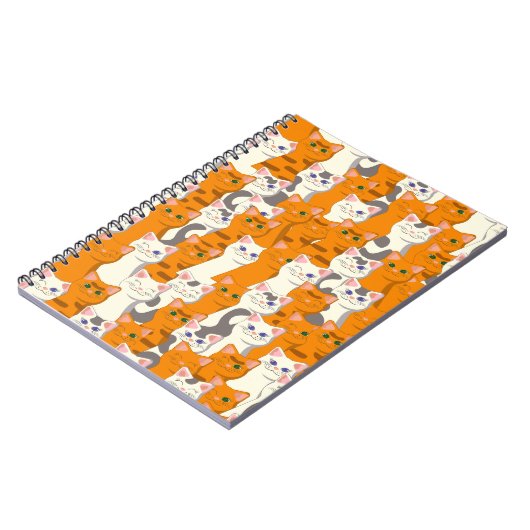 Weiße und Ingwer Katzen Muster grüne Augen blaue A Notizblock (Linke Seite)