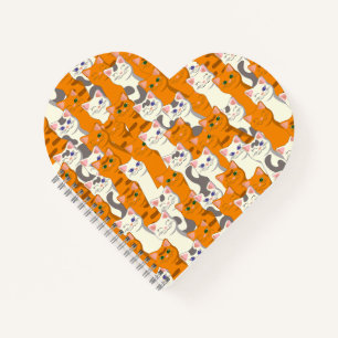 Weiße und Ingwer Katzen Muster grüne Augen blaue A Notizblock