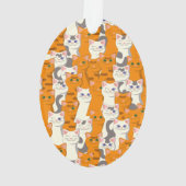 Weiße und Ingwer Katzen Muster grüne Augen blaue A Ornament (Rückseite)