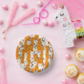 Weiße und Ingwer Katzen Muster grüne Augen blaue A Pappteller (Party)