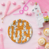 Weiße und Ingwer Katzen Muster grüne Augen blaue A Pappteller (Party)