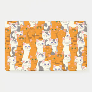 Weiße und Ingwer Katzen Muster grüne Augen blaue A Post-it Klebezettel