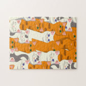 Weiße und Ingwer Katzen Muster grüne Augen blaue A Puzzle (Horizontal)