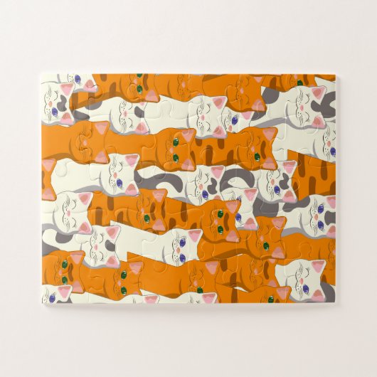 Weiße und Ingwer Katzen Muster grüne Augen blaue A Puzzle (Horizontal)