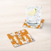 Weiße und Ingwer Katzen Muster grüne Augen blaue A Rechteckiger Pappuntersetzer (Vor Ort)