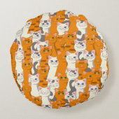 Weiße und Ingwer Katzen Muster grüne Augen blaue A Rundes Kissen (Rückseite)