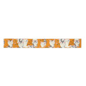 Weiße und Ingwer Katzen Muster grüne Augen blaue A Satinband (Vorderseite)