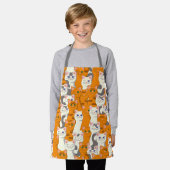 Weiße und Ingwer Katzen Muster grüne Augen blaue A Schürze (Getragen)