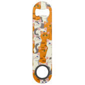 Weiße und Ingwer Katzen Muster grüne Augen blaue A Speed Flaschenöffner (Rückseite)