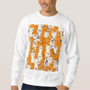 Weiße und Ingwer Katzen Muster grüne Augen blaue A Sweatshirt