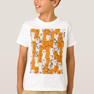 Weiße und Ingwer Katzen Muster grüne Augen blaue A T-Shirt