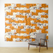 Weiße und Ingwer Katzen Muster grüne Augen blaue A Wandteppich (Beispiel (Horizontal))