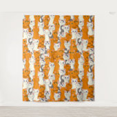 Weiße und Ingwer Katzen Muster grüne Augen blaue A Wandteppich (Vorderseite)