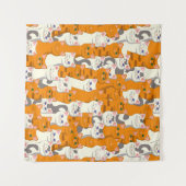 Weiße und Ingwer Katzen Muster grüne Augen blaue A Wandteppich (Vorderseite (Horizontal))