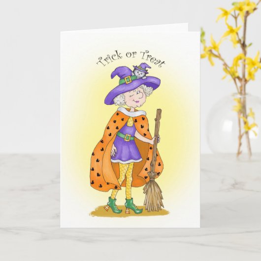 Weiße und Katze Karte (Gelbe Blume)