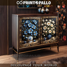 Weiße und kerulare Blume für 2 Türschränke Seidenpapier