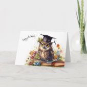 Weiße und kluge Eule - Schulbibliothek Buch Geburt Karte (Vorderseite)