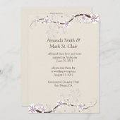 Weiße und Lavendelblüten auf Ecru Post Wedding Einladung (Vorne/Hinten)