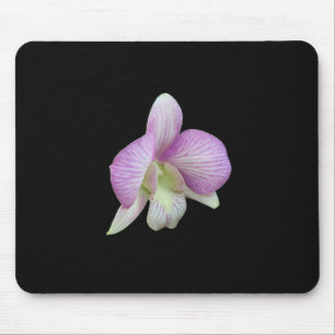 Weiße und leichte lila Orchideen auf einem schwarz Mousepad