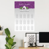 Weiße und Lila Calla Lily Wedding Seating Charts Poster (Heimbüro)