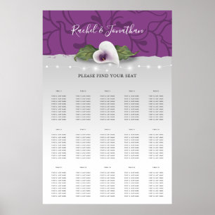 Weiße und Lila Calla Lily Wedding Seating Charts Poster