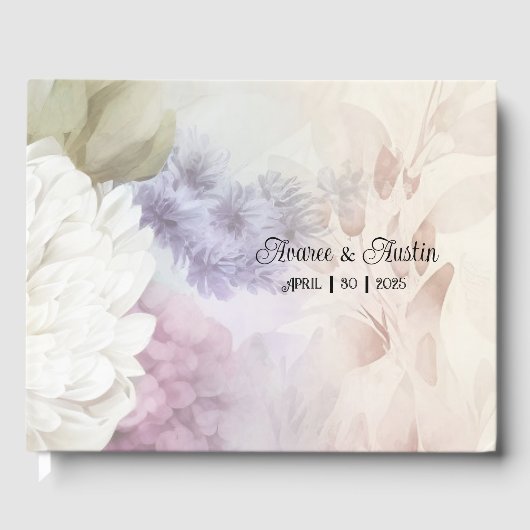 Weiße und Lila Dahlias-Hochzeit Gästebuch (Vorderseite)