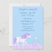 Weiße und Lila Einhornmädchen Einladung zum Geburt (Rückseite)