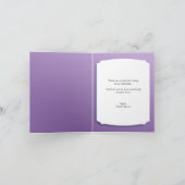 Weiße und lila Gänseblümchen-Maurer-Glasmit Dankeskarte (Innenseite)