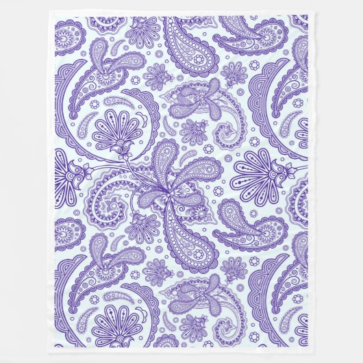 Weiße und Lila Girl-Vintage Blumenpalisley Fleecedecke (Vorderseite)