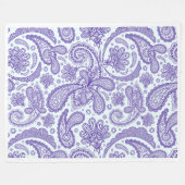 Weiße und Lila Girl-Vintage Blumenpalisley Fleecedecke (Vorderseite (Horizontal))