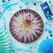 Weiße und Lila Kaktus Dahlia Floral Pappteller (Party)