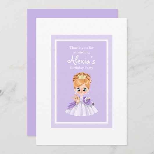 Weiße und lila kleine Prinzessin Einladung (Vorne/Hinten)