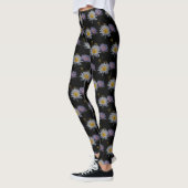 Weiße und Lila Lotus-Wasserlilien Leggings (Links)